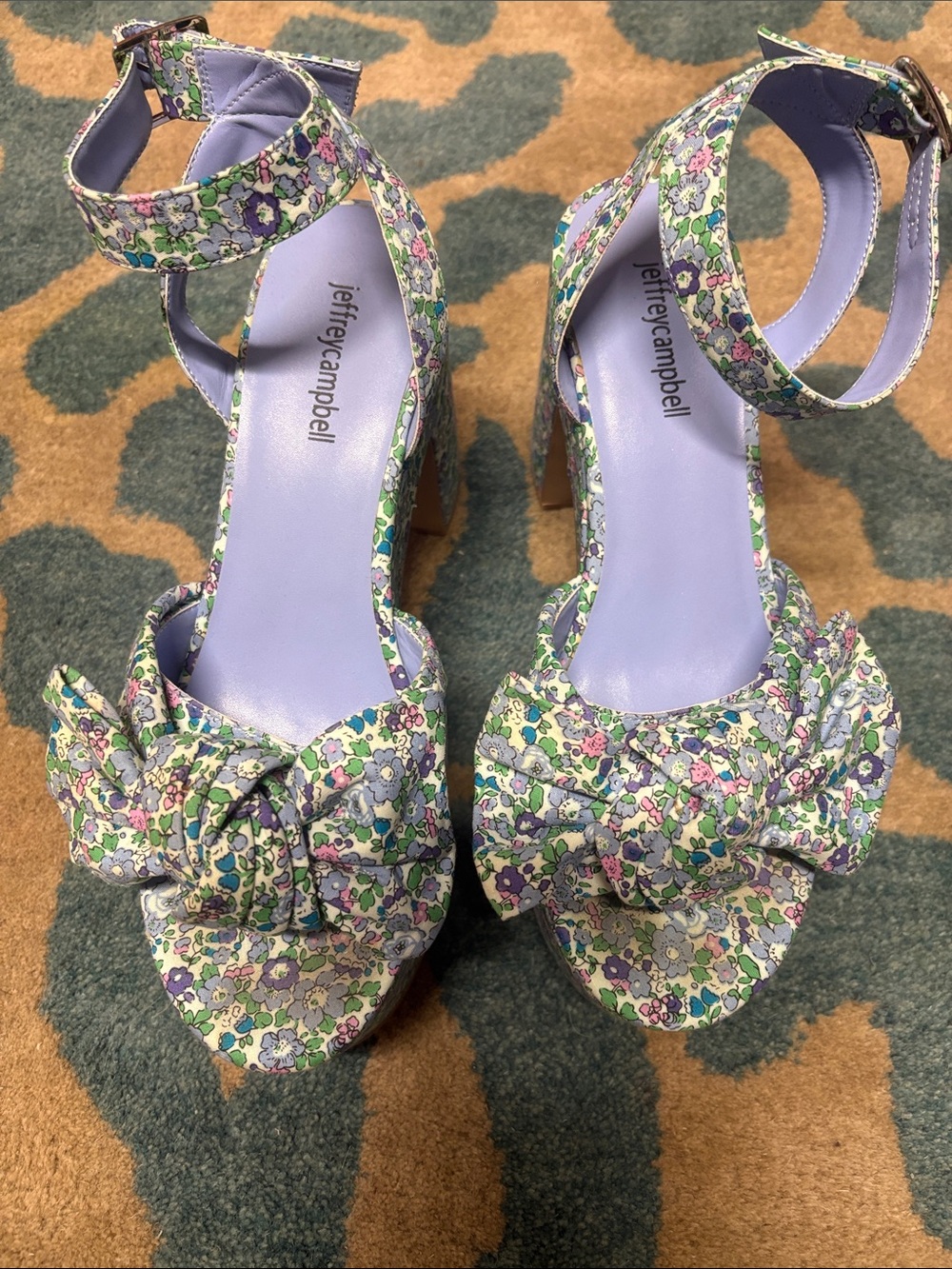 Jeffrey Campbell women’s Lilac Floral Ankle-Strap Heels